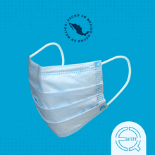 Cargar imagen en el visor de la galería, CUBREBOCAS TRICAPA AZUL HECHO EN MEXICO