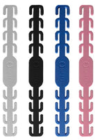 CUATRO SUJETADORES DE CUBREBOCAS DE LOS COLORES GRIS, NEGRO, AZUL Y ROSA